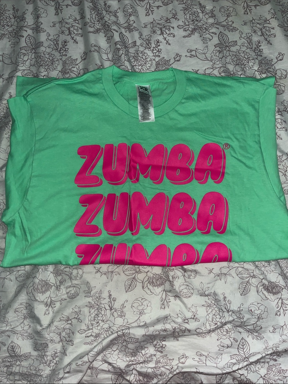 Zumba Fitness Bright Mint Green Tee with Hot Pink Logo